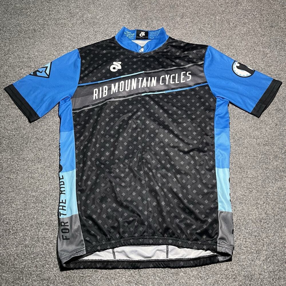 Champion System Cycling Jersey Mens Large Short Sleeve Rib Mountain Blue